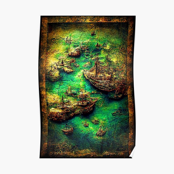 "ancient nautical chart, ancient map,ancient nautical map" Poster for