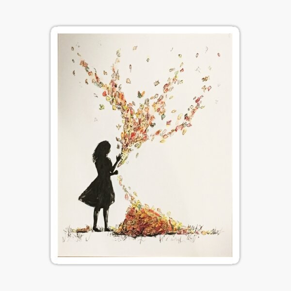 Autumn Leaves Girl Sticker