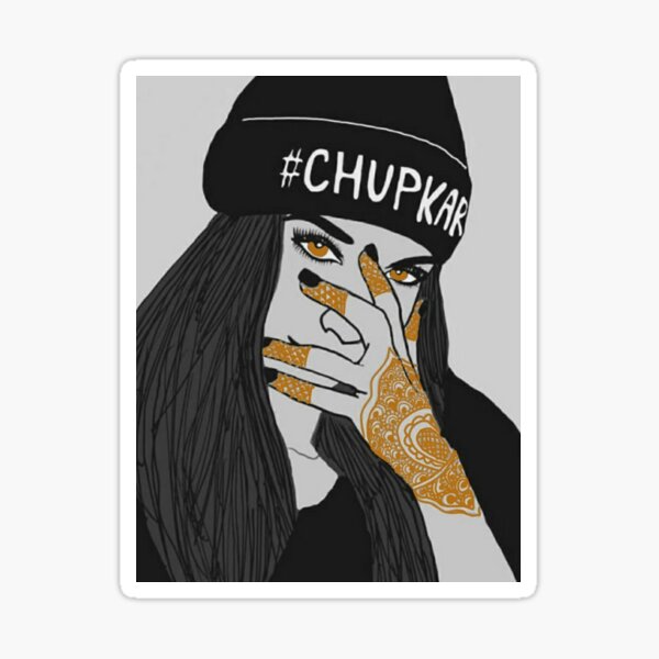 Chup Kar Beanie Girl- Black and White Edition Sticker