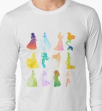 Princesses Watercolor Silhouette Long Sleeve T-Shirt