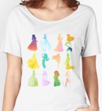 Princesses Watercolor Silhouette Women's Relaxed Fit T-Shirt