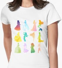 Princesses Watercolor Silhouette Women's Fitted T-Shirt