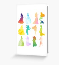 Princesses Watercolor Silhouette Greeting Card