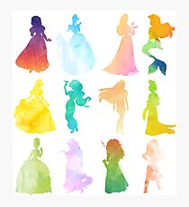 Princesses Watercolor Silhouette Photographic Print