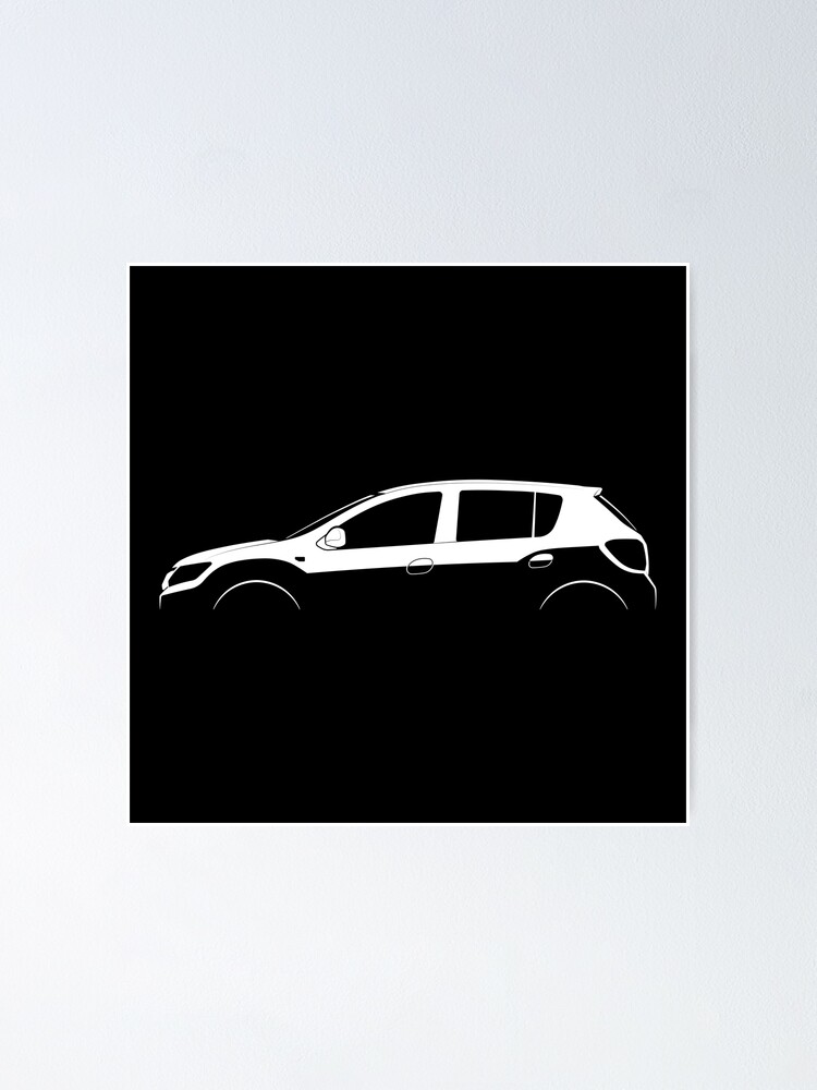 Dacia Sandero (2012) Silhouette Poster for Sale by in-transit