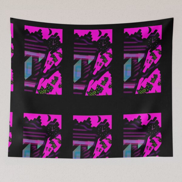 Item preview, Night of the Synthwave Purple Moon and skyline abstract city designed and sold by neonmoonwaves.