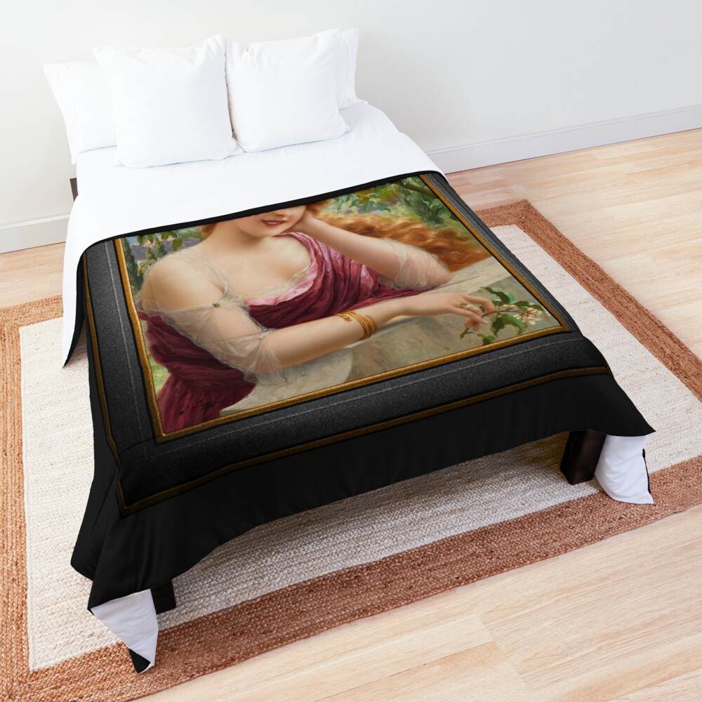 Fille Au Citronnier by Émile Vernon Vintage Illustration Xzendor7 Art Reproductions Comforter