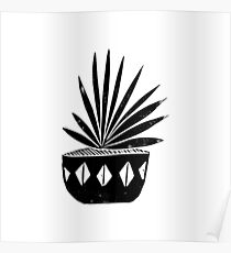 Linocut houseplant aloe botanical minimal carving basic trendy decor Poster