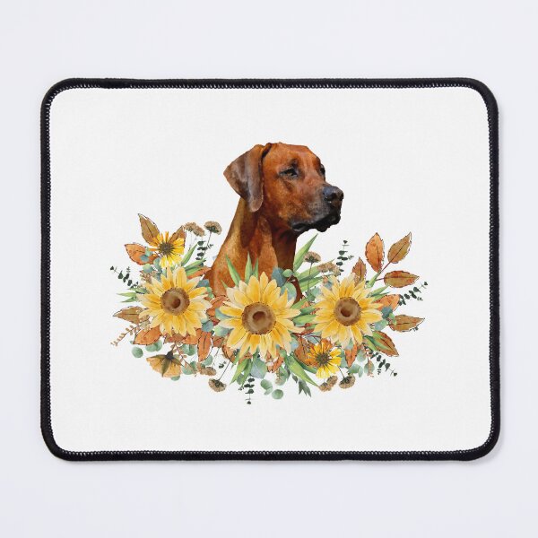 Item preview, Rhodesian Ridge Back Dog, Floral Mixed Media Design with Sunflowers designed and sold by OByD.