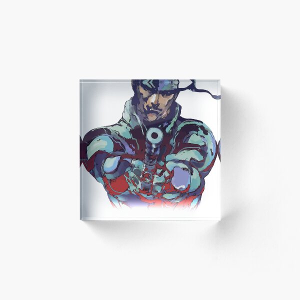 Metal Gear Solid Snake Classic RARE Design 100% Redrawn In Adobe Ilustrator Vector Format. Acrylic Block