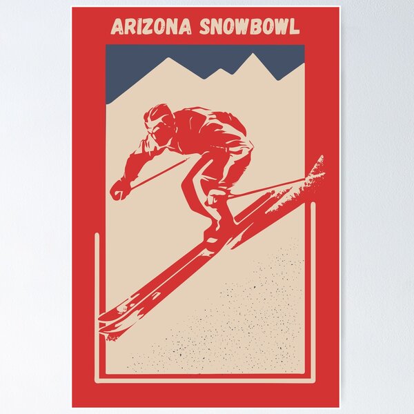 Item preview, Arizona Snowbowl in Flagstaff, Arizona, USA, North America - Vintage Red Ski Poster for Mountain Alpine Skier designed and sold by Vintage-TM.