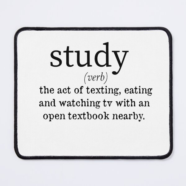 Item preview, study the act of texting, eating and watching tv with an open textbook nearby designed and sold by Glorious Articles.