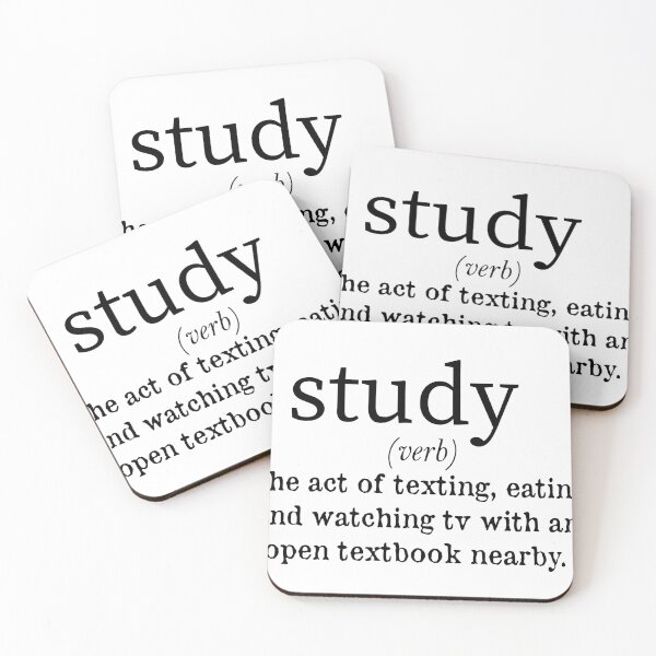 Item preview, study the act of texting, eating and watching tv with an open textbook nearby designed and sold by Glorious Articles.