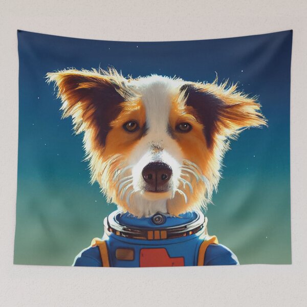 Item preview, Border Collie wearing astronaut clothing designed and sold by Studiowatermars.