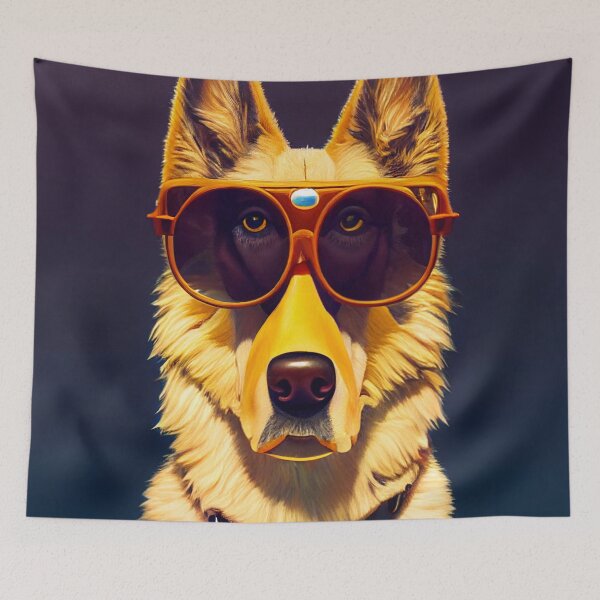 Item preview, German Shepher wearing aviator glasses designed and sold by Studiowatermars.