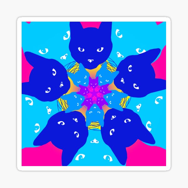 Psychedelic Cats in Rainbow Colors Sticker