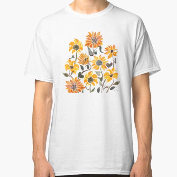 Sunflower Watercolor – Yellow & Black Palette Classic T-Shirt