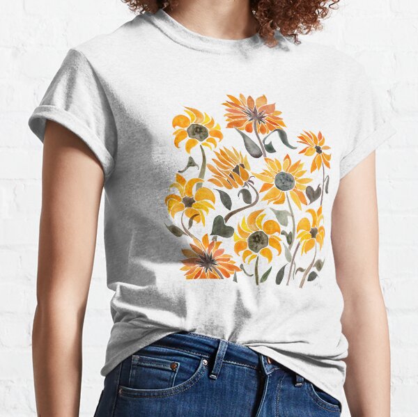 Sunflower Watercolor – Yellow & Black Palette Classic T-Shirt