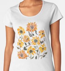 Sonnenblume-Aquarell - gelbe u. Schwarze Palette Premium Rundhals-Shirt