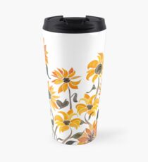 Sonnenblume-Aquarell - gelbe u. Schwarze Palette Thermosbecher
