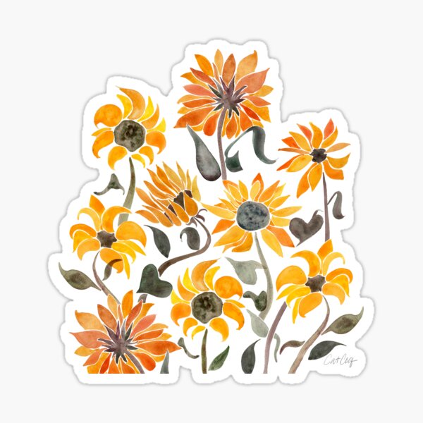 Sunflower Watercolor – Yellow & Black Palette Sticker