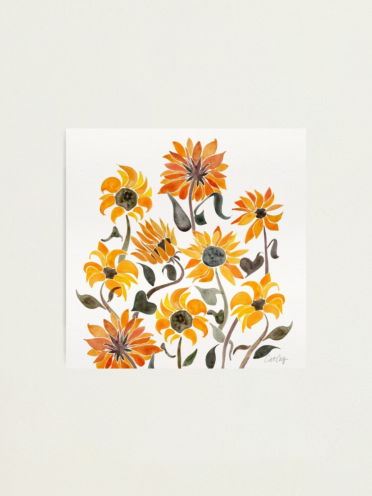 Alternate view of Sunflower Watercolor – Yellow & Black Palette Photographic Print
