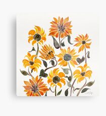 Sunflower Watercolor – Yellow & Black Palette Metal Print