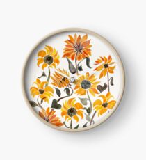 Sunflower Watercolor – Yellow & Black Palette Clock