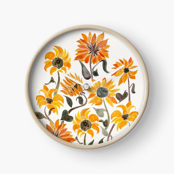 Sunflower Watercolor – Yellow & Black Palette Clock
