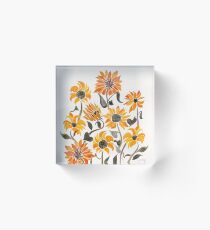 Sunflower Watercolor – Yellow & Black Palette Acrylic Block