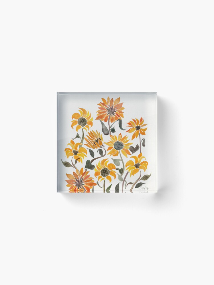Alternate view of Sunflower Watercolor – Yellow & Black Palette Acrylic Block