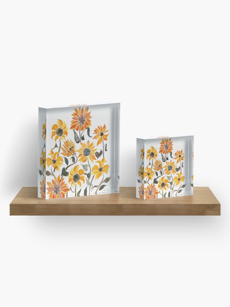 Alternate view of Sunflower Watercolor – Yellow & Black Palette Acrylic Block