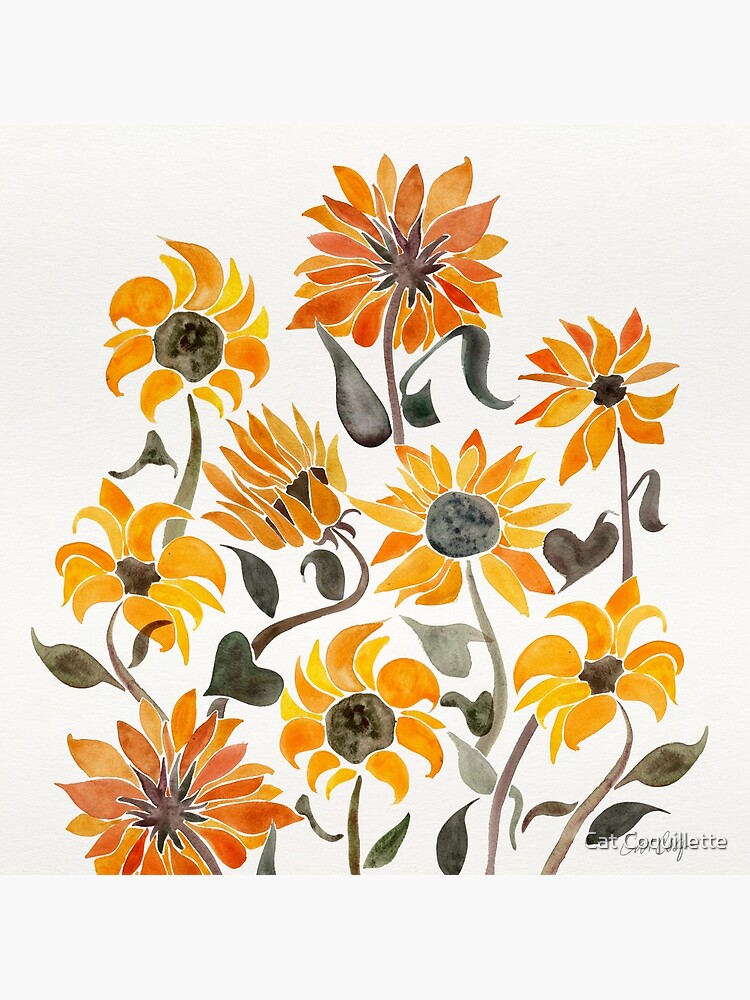 Sunflower Watercolor – Yellow & Black Palette by catcoq