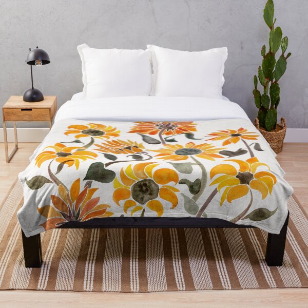 Sunflower Watercolor – Yellow & Black Palette Throw Blanket
