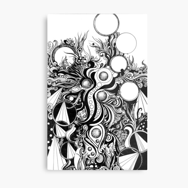 Instinctive An Organic Ink Drawing Metal Print By Djsmith Redbubble