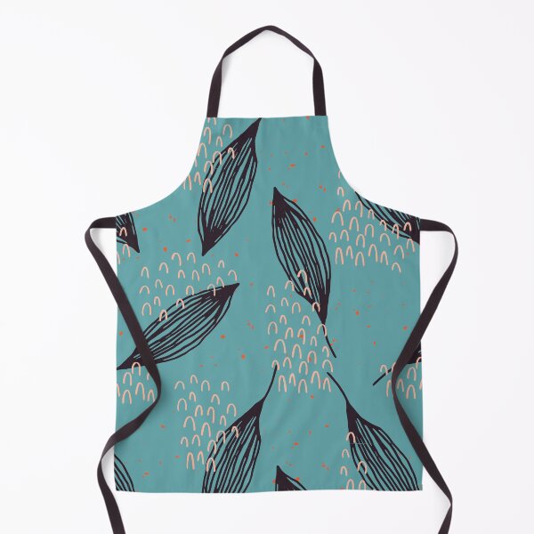 Item preview, Cute Abstract Botanical Leaves Pattern Print in Teal Black and Cream Pink designed and sold by artis-expressio.