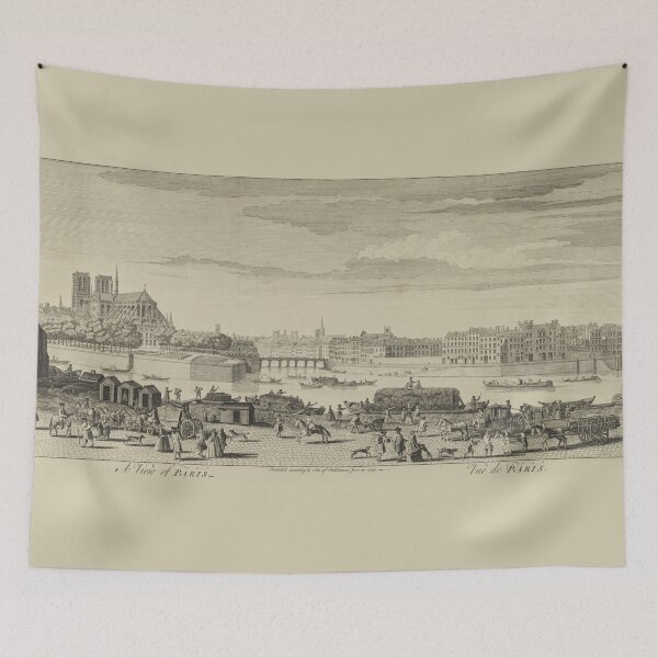 Item preview, 18th century historical view of Paris - 1749 antique engraving print designed and sold by Vintage-TM.
