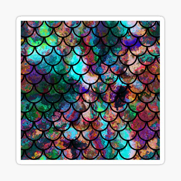 Abstract Fish Scales Pattern with Rainbow Colors Sticker