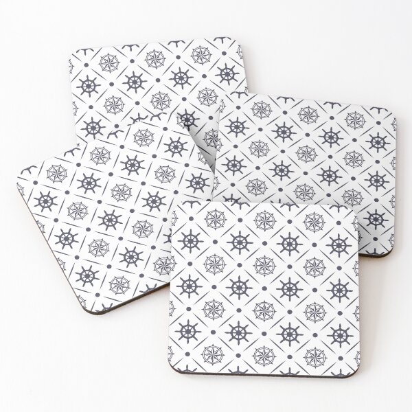 Item preview, Nautical pattern with sailing wheel and compass designed and sold by BattaAnastasia.