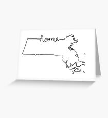 Massachusetts Home State Outline Greeting Card