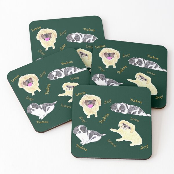 Item preview, Love, Joy, & Cute Peke Puppy Dogs (Green with Gold letters) designed and sold by DeeDeee1970.