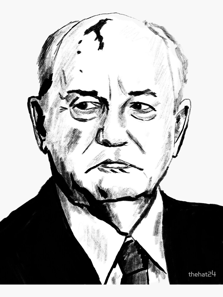 "Mikhail Gorbachev portrait " Sticker for Sale by thehat24 | Redbubble