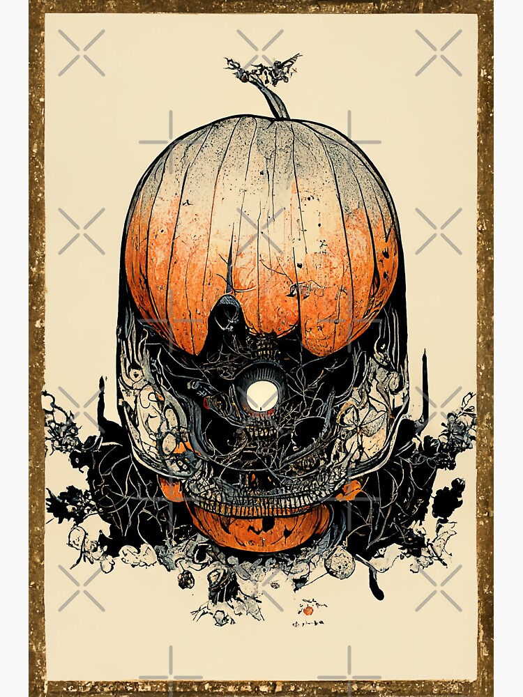 "Cyber Robot Jack o Lantern Illustration" Sticker for Sale by