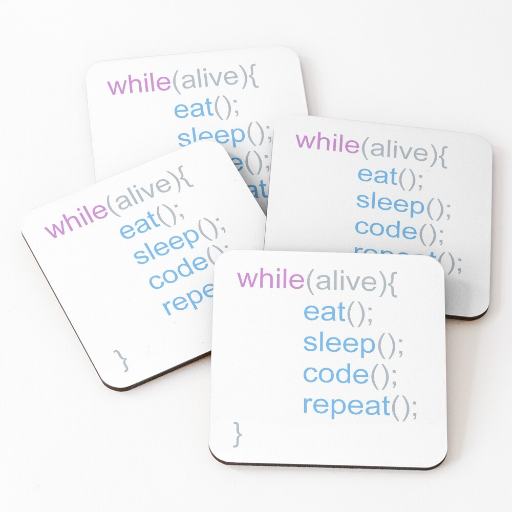 If Alive Eat Sleep Code Repeat Coasters Set Of 4 By Rodamashop Redbubble