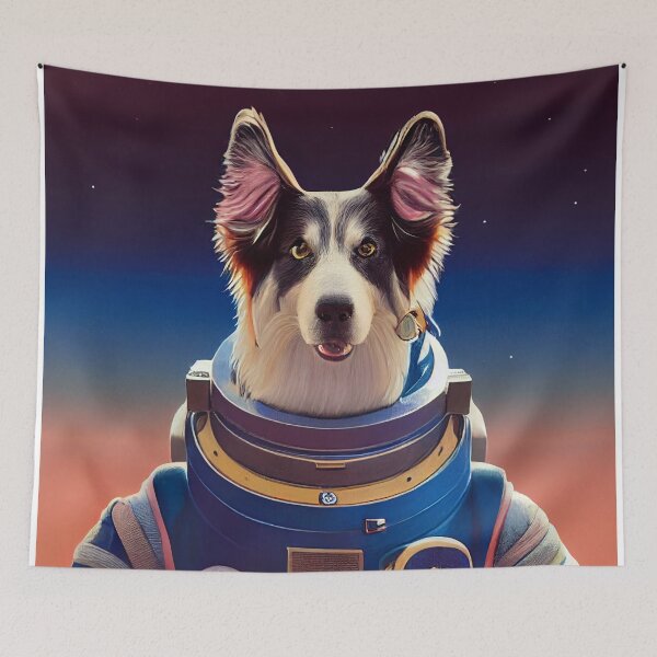Item preview, Border Collie wearing astronaut clothing designed and sold by Studiowatermars.