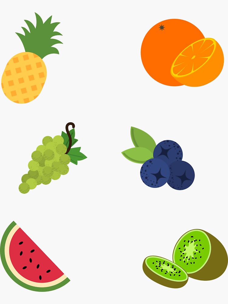 "Assorted Fruit Sticker Pack, Fruit Stickers, Assorted Fruits Stickers