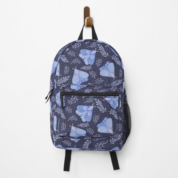 Item preview, Folk Art Moth in Blue designed and sold by MarcyBrennanArt.