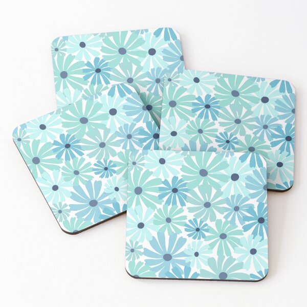 Item preview, Mod Teal and Blue Flowers designed and sold by meggydesigns.