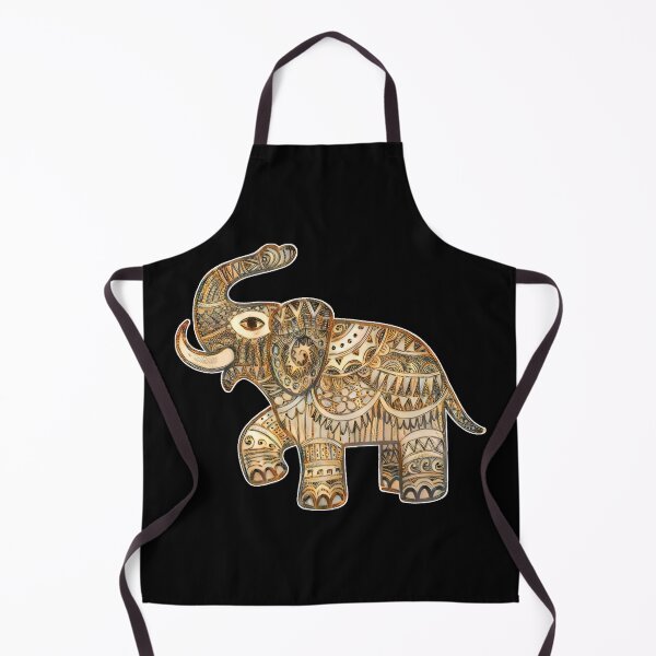 Item preview, Painted Tribal Elephant Sacred Art in Golden Cream and Silver designed and sold by ittybittyowl.