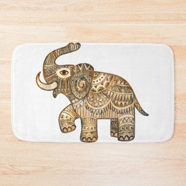 Item preview, Painted Tribal Elephant Sacred Art in Golden Cream and Silver designed and sold by ittybittyowl.